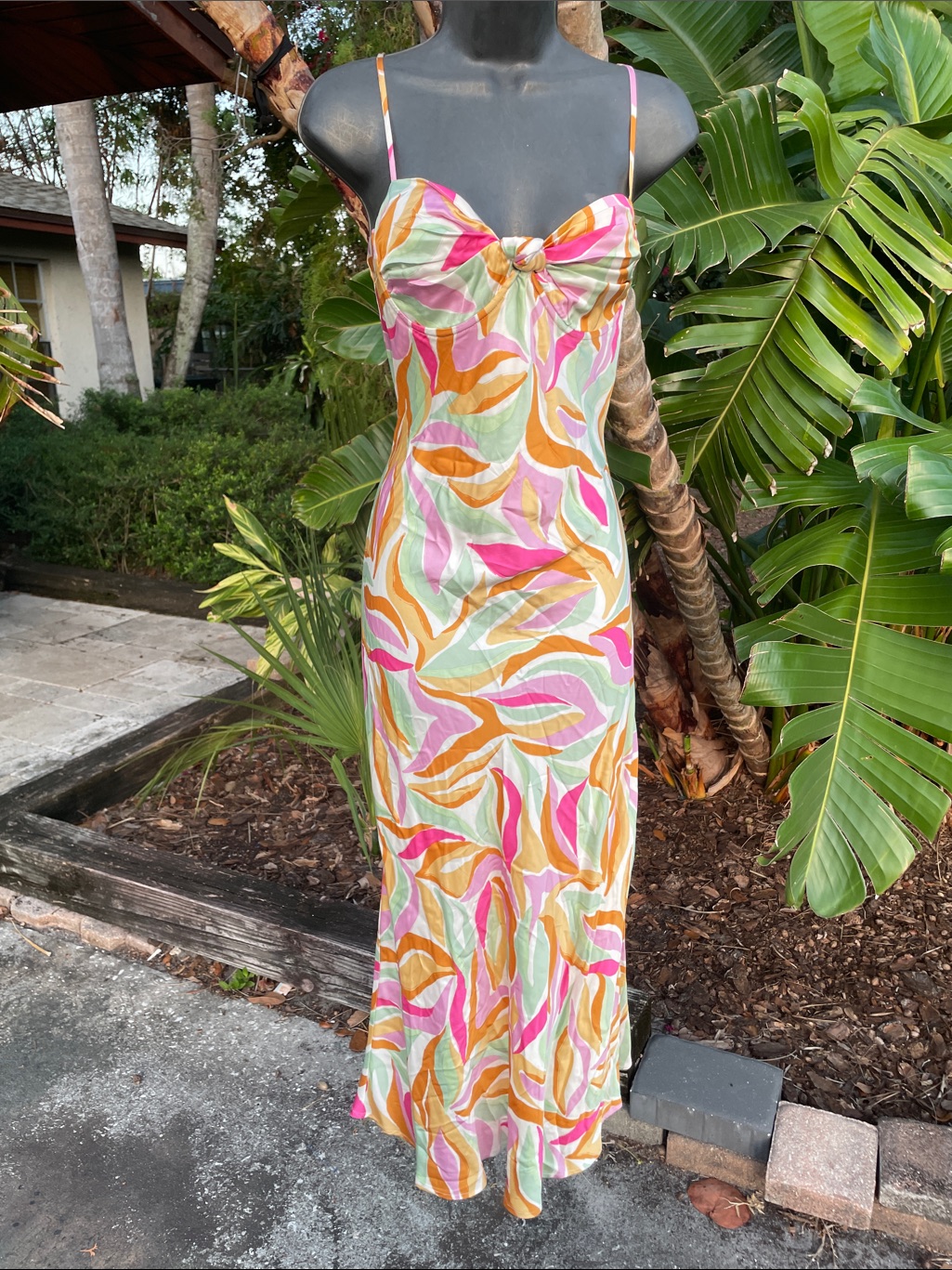 Bias Cut, Underwire Floral Satin Slipped Dress